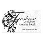 Unique  Black and White Lace Monogrammed Business Card