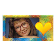 Unique colourful photo frame with cute heart photo cards