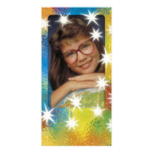 Unique colourful photo frame with white stars photo greeting card
