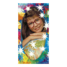 Unique colourful photo frame with white stars custom photo card