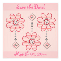 Unique Pink Cross Stitch Flower Announcements
