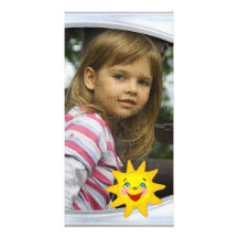 Unique silver photo frame with cute sun custom photo card