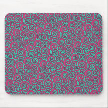 Unique Trendy Wavy Swirly Pink Turquoise Abstract Mousepads