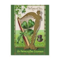 Unique vintage illustration - The Harp of Erin Postcard