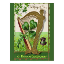 Unique vintage illustration - The Harp of Erin Postcard