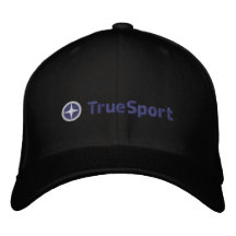 Unisex Black and Blue True Sport Fitted Hat Embroidered Baseball Cap