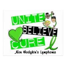 UNITE BELIEVE CURE Non-Hodgkin's Lymphoma Postcards
