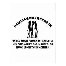 United Single Women - Singles Funny Shirt Postcard
