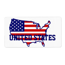United States American Flag Map Label