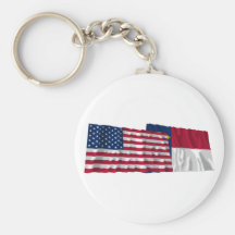 United States and North Carolina Waving Flags Key Chain
