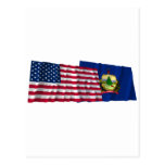 United States and Vermont Waving Flags Post Card