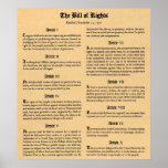 United States Bill of Rights First Ten Amendments Poster