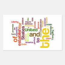 United States Constitution Preamble Word Cloud Rectangular Stickers
