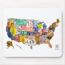 United States License Plate Map Mouse Pad