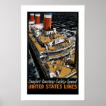 United States Line's Leviathan Aft View Posters