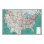 United States Maps, Printed Road Map Poster posters