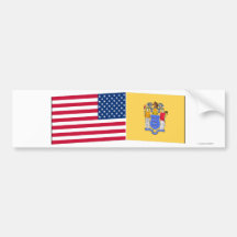 United States & New Jersey Flags Bumper Stickers