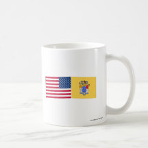 United States & New Jersey Flags Coffee Mugs