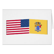 United States & New Jersey Flags Greeting Card