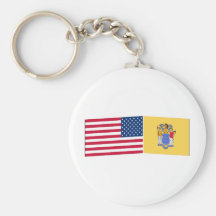 United States & New Jersey Flags Keychains