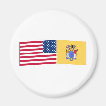 United States & New Jersey Flags Magnets