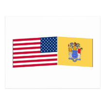 United States & New Jersey Flags Post Cards