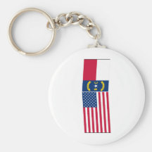 United States & North Carolina Flags Key Chain