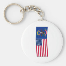 United States & North Dakota Flags Key Chains
