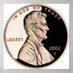 United States Penny Obverse 2002 S Mint Print