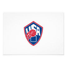 United States USA American Basketball Ball Shield Personalized Invites