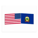 United States & Vermont Flags Post Card