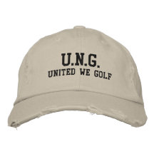 UNITED WE GOLF®  Distressed Chino Twill Cap Embroidered Baseball Cap