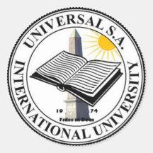 UNIVERSAL S.A. INTERNATINAL UNIVERSITY ROUND STICKER