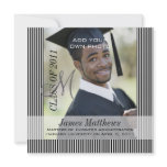 University Graduation Photo Monogram Stripes Custom Invitations