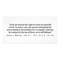 Unlawful Arrest and Self Defence State v Mobley Photo Greeting Card