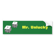 Unlucky White Dice Sticker Bumper Stickers