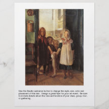 Unusual art painting of little girls w giant fish flyer