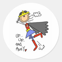 Up and Away Girl Hero Round Stickers