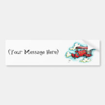 Up! Up! and Away - Retro Airplane With Clouds Bumper Stickers