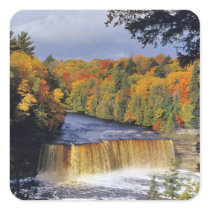 Upper Tahquamenon Falls in UP Michigan in autumn Square Stickers