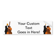 Upright bass player, full body black suit bumper sticker