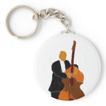 Upright bass player, full body black suit keychains