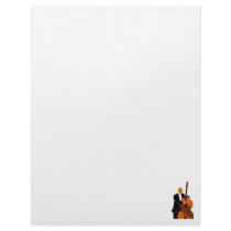 Upright bass player, full body black suit customized letterhead