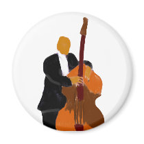 Upright bass player, full body black suit fridge magnet