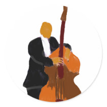 Upright bass player, full body black suit sticker