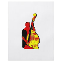 Upright Bass Player Image Design Red and Yellow