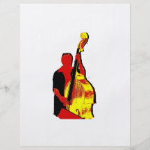 Upright Bass Player Image Design Red and Yellow Flyer Design