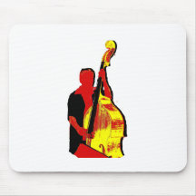 Upright Bass Player Image Design Red and Yellow Mouse Pad