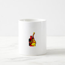 Upright Bass Player Image Design Red and Yellow Coffee Mugs