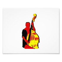 Upright Bass Player Image Design Red and Yellow